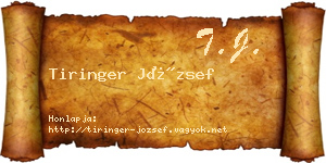 Tiringer József névjegykártya